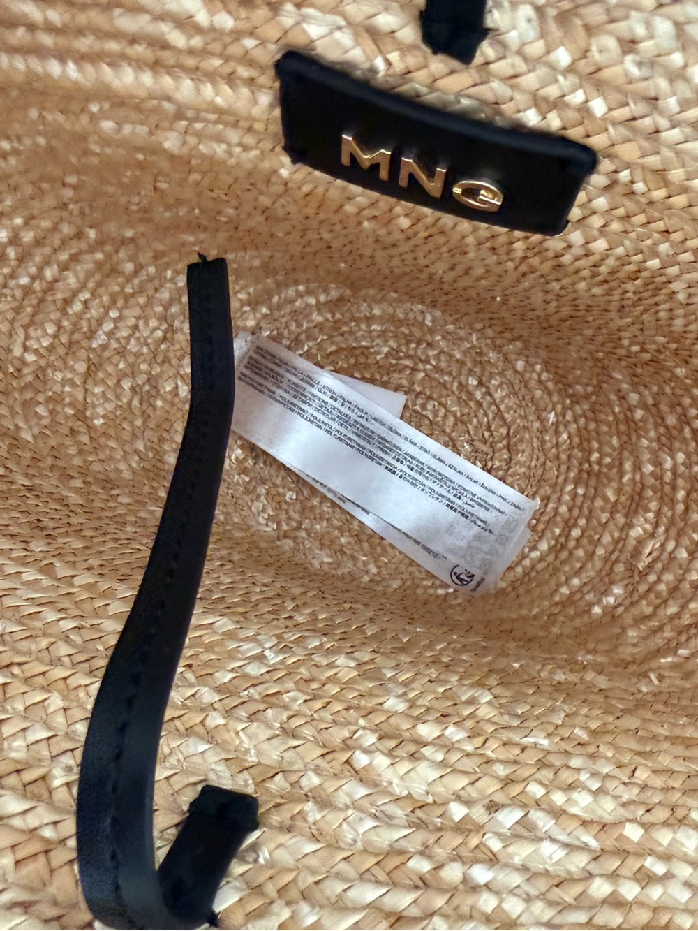 Mango MNG Natural fibre basket bag Black Trim - Picture 5 of 6